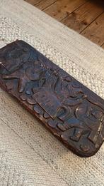 Vintage folklore handgestoken handgesneden houten opbergdoos, Ophalen of Verzenden