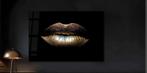 Plexiglas Kunst - Gouden Lippen 120x80 cm, Ophalen