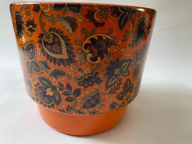 Retro/60s Adco grote bloempot met Paisley dessin Nr 293?, Tuin en Terras, Bloempotten, Gebruikt, Aardewerk, Binnen, Minder dan 40 cm