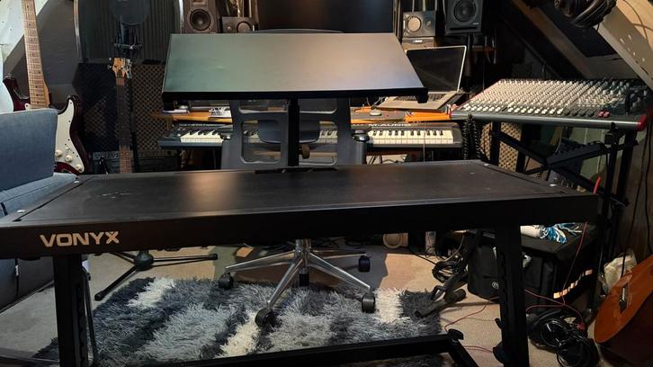 Vonyx Muziek Productie Tafel / Studio Bureau, Muziek en Instrumenten, Standaards, Zo goed als nieuw, Instrumentstandaard, Keyboard of Synthesizer