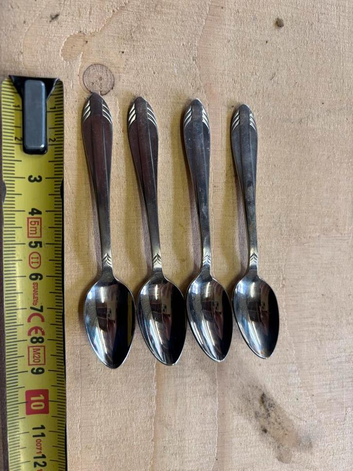 Set van 4 verzilverde GERO Zilmet lepeltjes – ca. 11 cm, Antiek en Kunst, Antiek | Bestek, Ophalen of Verzenden
