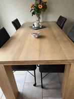 Massief gestoomd eiken eetkamertafel 200 bij 100, Ophalen, Gebruikt, 200 cm of meer, 50 tot 100 cm