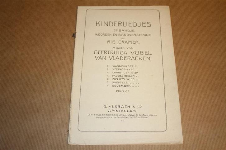Kinderliedjes 3e bandje. Cramer, Vladeracken, 1956., Muziek en Instrumenten, Bladmuziek, Gebruikt, Les of Cursus, Klassiek, Ophalen of Verzenden