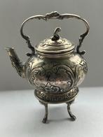 Zilveren miniatuur theepot / waterketel op komfoor, Antiek en Kunst, Antiek | Goud en Zilver, Zilver, Verzenden