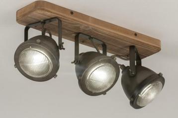 Industriële plafondlamp inclusief 3 lampen - Rietveld beschikbaar voor biedingen