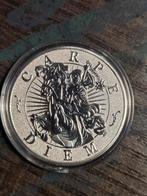 Zilverkleurige Carpe Diem / Memento Mori Munt, Ophalen of Verzenden