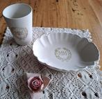 Vintage Engelse zeepschaal + beker, HADIDA, initialen MM, Ophalen of Verzenden