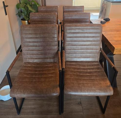 6 industriële eetkamerstoelen bruin, Huis en Inrichting, Stoelen, Zo goed als nieuw, Bruin, Ophalen of Verzenden