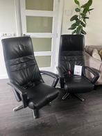 2 De Toekomst Relaxfauteuils Twice Op Accu M L Zwart Leer, Ophalen of Verzenden, Zo goed als nieuw, Leer