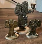 Kerstkandelaars 3 stuks:  2x Engeltjes en 1x kerstman, Antiek en Kunst, Ophalen of Verzenden, Koper of Brons