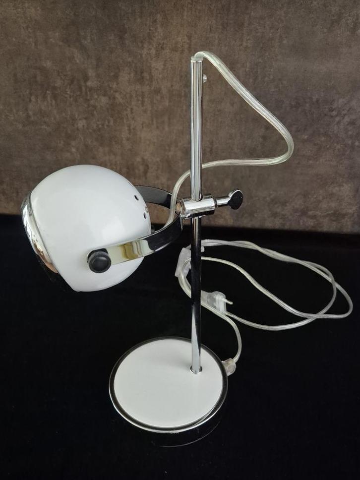 Tafellamp - Bureaulamp - Eyeball lamp - Space Age - Wit, Huis en Inrichting, Lampen | Tafellampen, Gebruikt, Minder dan 50 cm