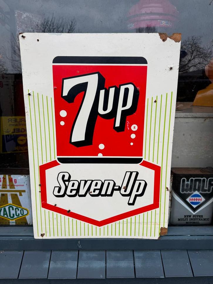 Oud 7up reclamebord - verzamelobject of decoratie, Verzamelen, Merken en Reclamevoorwerpen, Gebruikt, Reclamebord, Ophalen of Verzenden