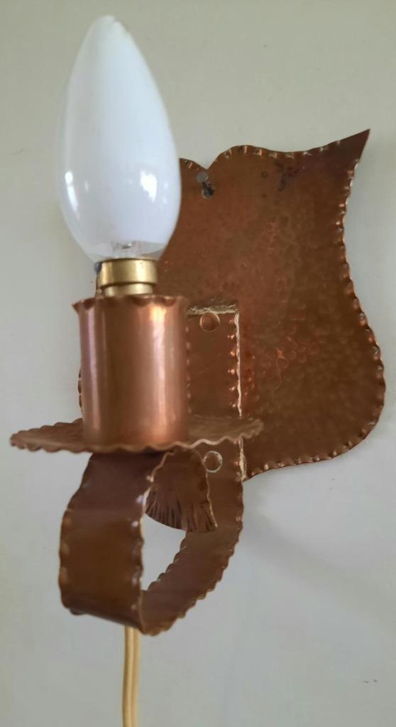 Amsterdamse school antiek gehamerd rood koper, Huis en Inrichting, Lampen | Wandlampen, Gebruikt, Overige materialen, Ophalen of Verzenden