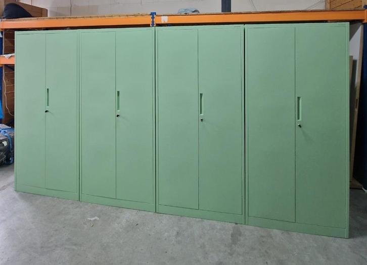 4 pastelgroene archiefkasten (Jan Novak), Huis en Inrichting, Kasten | Roldeurkasten en Archiefkasten, Zo goed als nieuw, 150 tot 200 cm