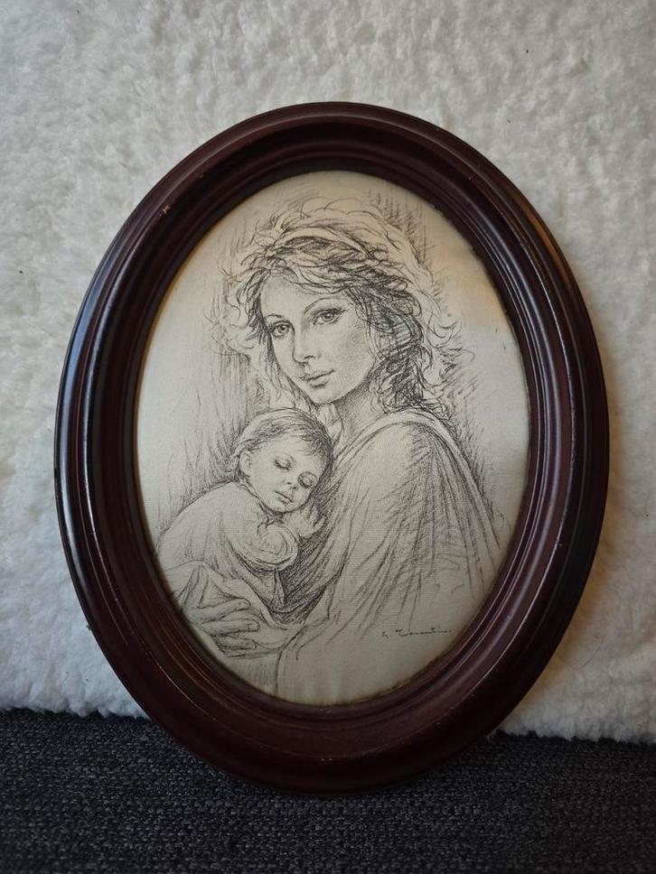 Vintage Zijden Schilderij, Antiek en Kunst, Kunst | Tekeningen en Foto's, Ophalen of Verzenden