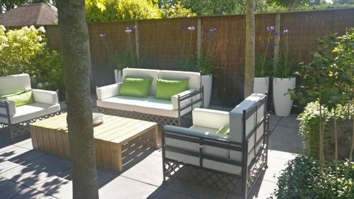Loungeset bijzonder, design met waterbestendige stof, Tuin en Terras, Tuinsets en Loungesets, Zo goed als nieuw, Loungeset, Overige materialen