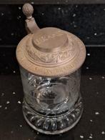 Brand Bier glazen pul tinnen deksel Brandbier, Verzamelen, Ophalen of Verzenden, Pul(len)