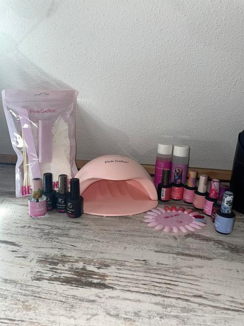 Pink gellac set, Sieraden, Tassen en Uiterlijk, Uiterlijk | Cosmetica en Make-up, Zo goed als nieuw, Handen en Nagels, Roze, Verzenden