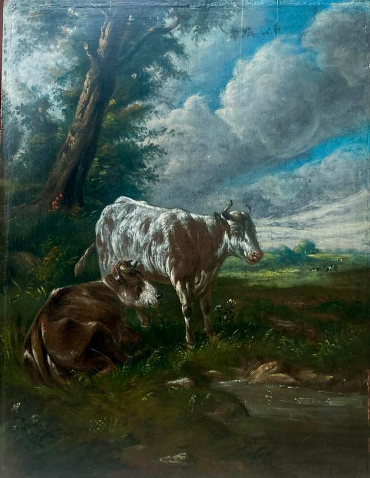 Otto Eerelman - Rustende koeien, 1890, Antiek en Kunst, Kunst | Schilderijen | Klassiek, Ophalen of Verzenden