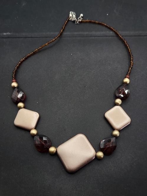 Boho Ketting, Sieraden, Tassen en Uiterlijk, Kettingen, Zo goed als nieuw, Overige materialen, Bruin, Verstelbaar, Ophalen of Verzenden