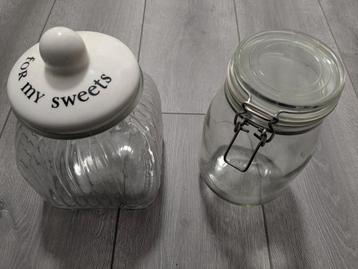 2 grote glazen potten snoep weck pot beschikbaar voor biedingen