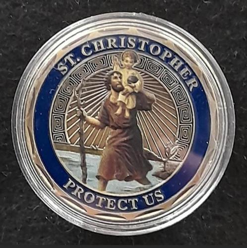 Christoffel penning devotie amulet voor bescherming, Postzegels en Munten, Penningen en Medailles, Overige materialen, Ophalen of Verzenden