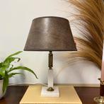 Prachtige vintage marmer onyx natuursteen messing tafel lamp, Huis en Inrichting, Lampen | Tafellampen, Minder dan 50 cm, Gebruikt