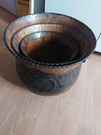 Decoratieve bloempotten  van messing, Tuin en Terras, Bloempotten, Ophalen, Rond, Zo goed als nieuw, Minder dan 40 cm