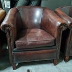 Chesterfield schapenleren club fauteuil bruin rood + BEZORGD