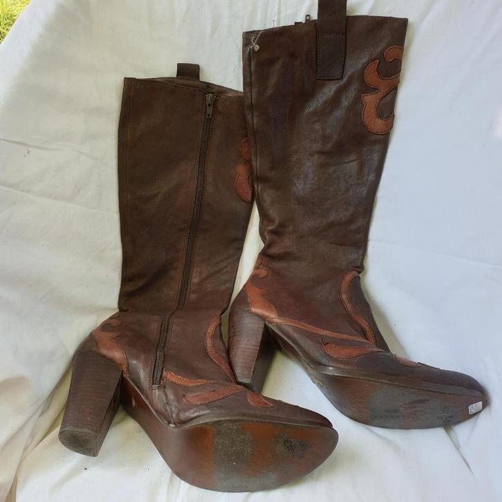 Gave hoge bruine leren laarzen. Mt 39. Merk Van Dalen, Kleding | Dames, Schoenen, Zo goed als nieuw, Hoge laarzen, Bruin, Ophalen of Verzenden