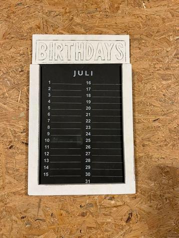 Verjaardagskalender met losse bladen (krijt)  beschikbaar voor biedingen
