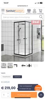 Douchecabine zwart – vierkant model (1 deurglas ontbreekt), Ophalen, Zo goed als nieuw