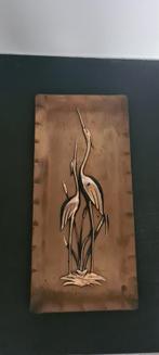 Antieke wanddecoratie/wandbord messing met vogels (jaren 60), Antiek en Kunst, Ophalen of Verzenden