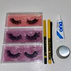 Nepwimpers oogpotlood eyeliner + kwastje wimperlijm, Verzenden, Zo goed als nieuw, Zwart, Ogen
