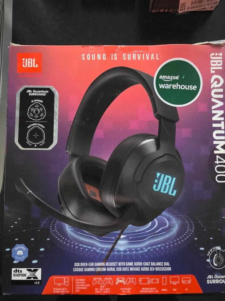 JBL Quantum 400 - Nieuw in doos!, Computers en Software, Headsets, Nieuw, Over-ear, Bedraad, Gaming headset, Volumeregelaar, Ophalen of Verzenden