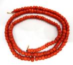 Lange ketting van bloedkoraal met 14 krt goud, Sieraden, Tassen en Uiterlijk, Antieke sieraden, Verzenden, Goud, Ketting, Met edelsteen