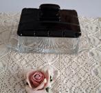 Art Deco glazen botervloot met zwart opaline deksel, Ophalen of Verzenden