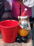 Kerst Kandelaar Rendier met Pot, Overige materialen, Ophalen of Verzenden, Zo goed als nieuw, Rood