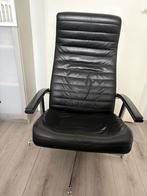 Zwart leer relax stoel met voetenbank, Huis en Inrichting, Fauteuils, Ophalen, Zo goed als nieuw, Leer, 50 tot 75 cm