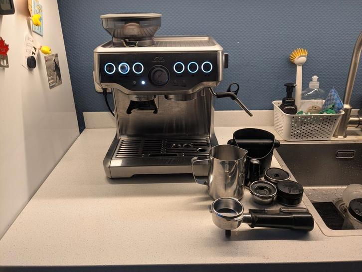 Solis/ Sage Barista Express met accessoires en extra's!, Witgoed en Apparatuur, Koffiezetapparaten, Zo goed als nieuw, Ophalen of Verzenden