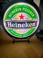 Zeer grote Heineken pilsener dubbele lichtbak., Verzamelen, Biermerken, Ophalen, Reclamebord, Plaat of Schild, Heineken