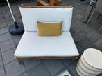 Tuinbank - bamboe - naturel/wit - 100x87x74 cm, Ophalen, Zo goed als nieuw, Rotan