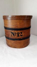 ANTIEKE SPANEN HOUTEN TON VOOR TABAKSBLADEREN ROND 1850, Antiek en Kunst, Curiosa en Brocante, Ophalen of Verzenden