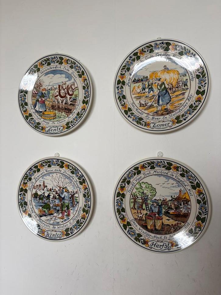 Vintage Wandborden met Seizoenen, Antiek en Kunst, Antiek | Wandborden en Tegels, Ophalen of Verzenden