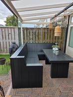 Steigerhouten Loungeset met Tafel, Tuin en Terras, Tuinsets en Loungesets, Ophalen, Gebruikt, 6 zitplaatsen, Steigerhout