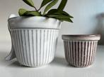 Vintage 2 Westraven Hangbloempot-Cactuspot Wit Choco 60’s, Antiek en Kunst, Ophalen of Verzenden