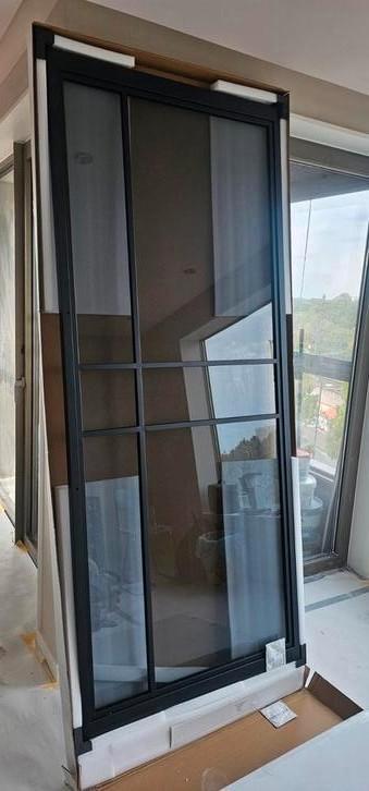 Taatsdeur zwart - rookglas  235 x 98, Doe-het-zelf en Verbouw, Deuren en Horren, Nieuw, Binnendeur, 215 cm of meer, 80 tot 100 cm