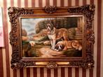 Groot schilderij met sint bernard honden , brocant, Ophalen, 100 tot 125 cm, Schilderij, 75 cm of meer