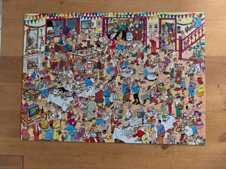 Jan van Haasteren Fijne Verjaardag 1000 stukjes, Hobby en Vrije tijd, Denksport en Puzzels, Zo goed als nieuw, Legpuzzel, 500 t/m 1500 stukjes