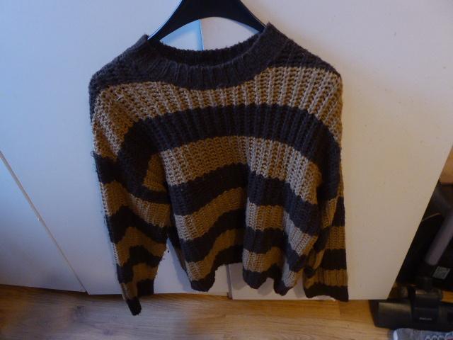 mooie warme bruin gestreepte trui L Dazy, Bruin, Maat 42/44 (L), Ophalen of Verzenden, Dazy